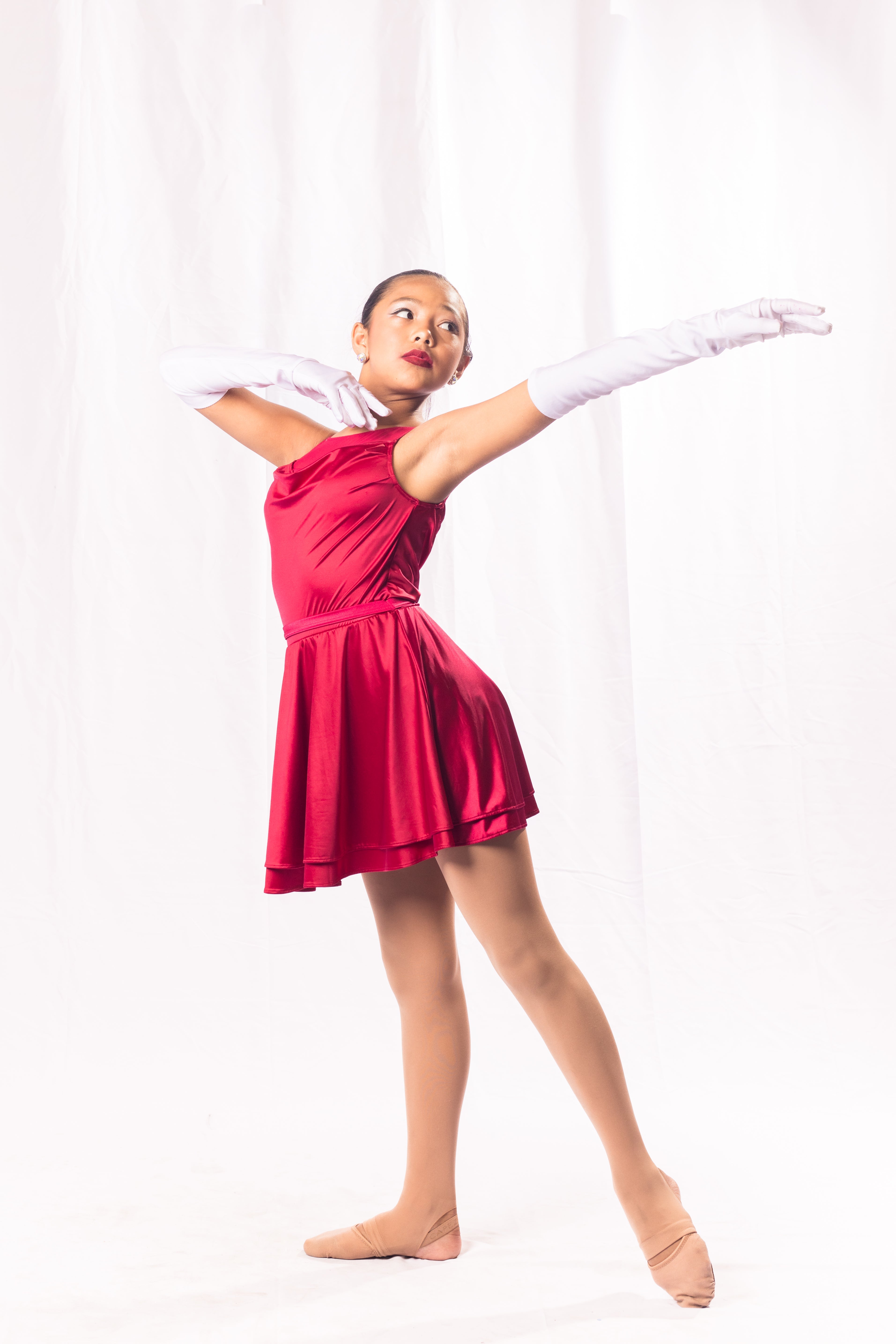 Dance studio portrait on white backdrop