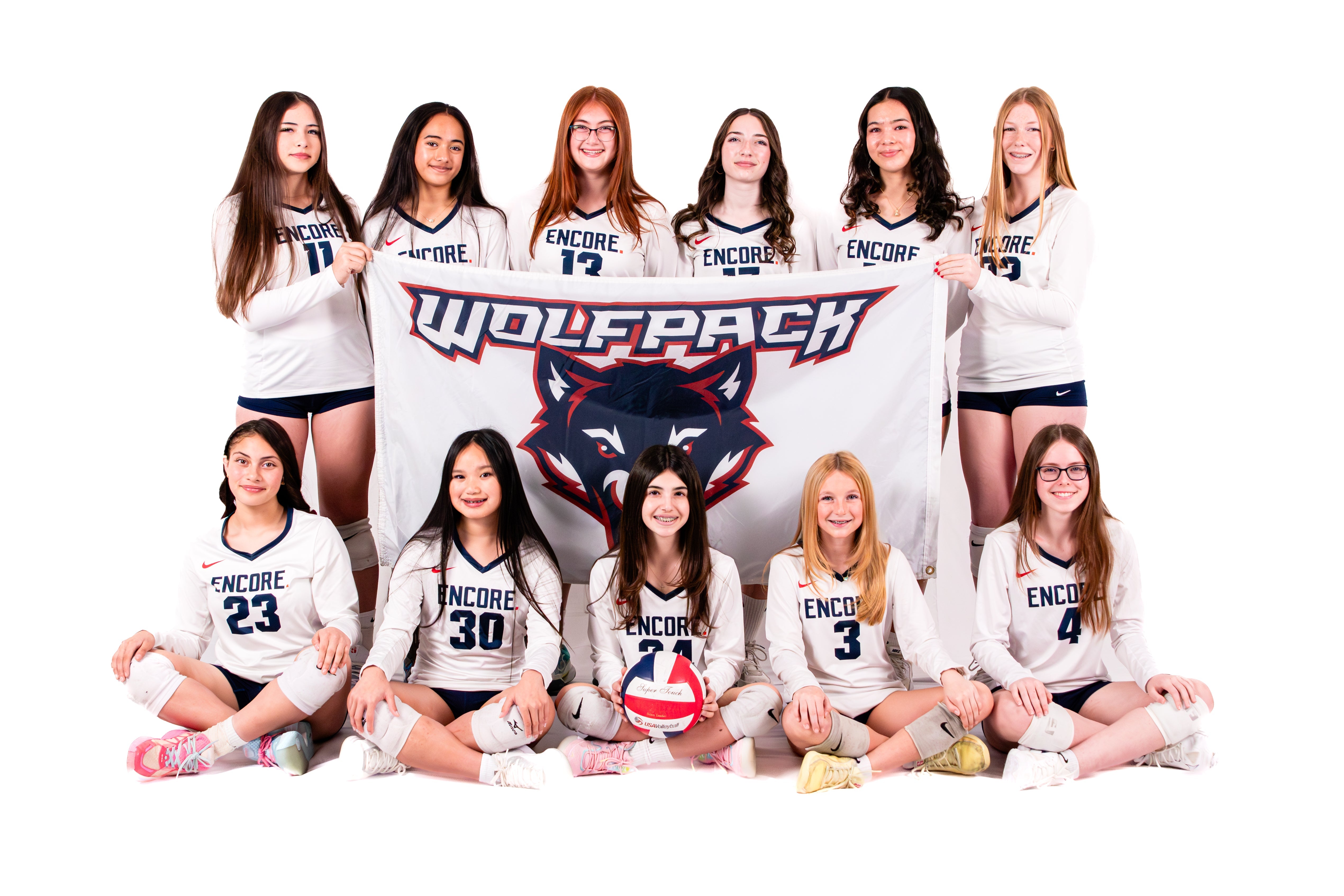 Encore Wolfpack team photo with banner