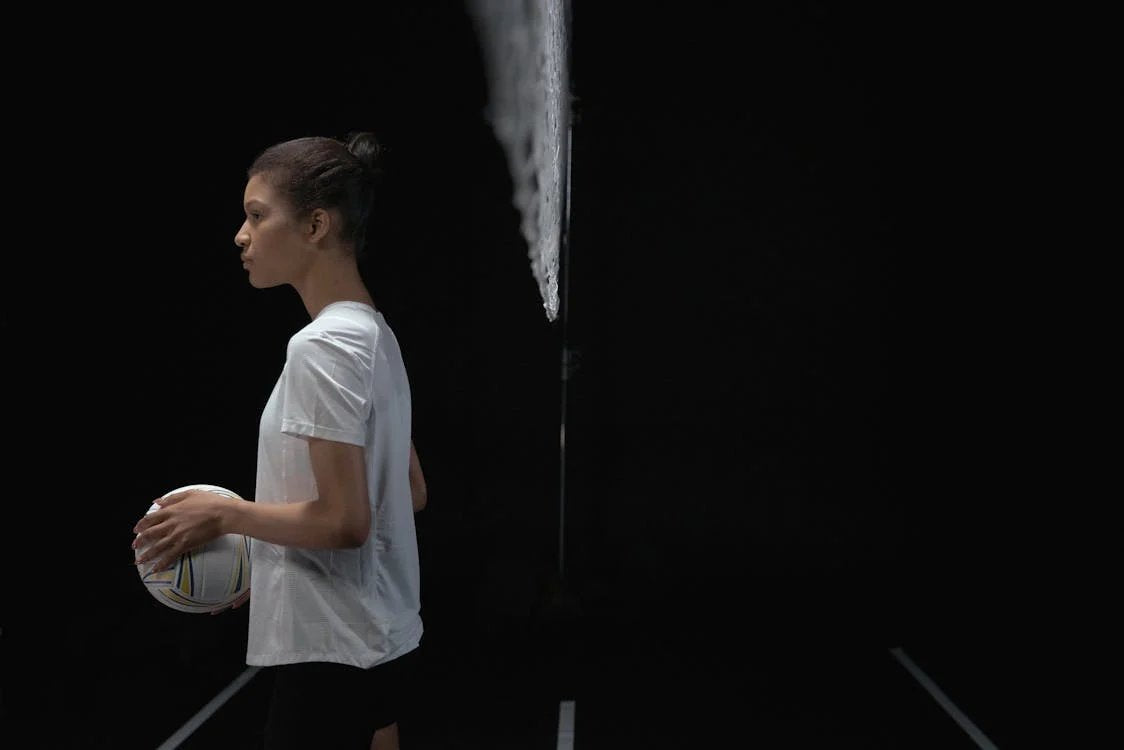 Athlete photographed in profile